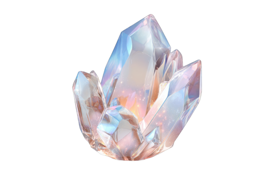 Crystal cluster, iridescent,  glowing - Powered by Adobe