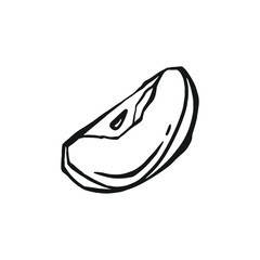 Apple slice piece sketch vector line monochrome