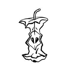Apple core sketch vector line monochrome