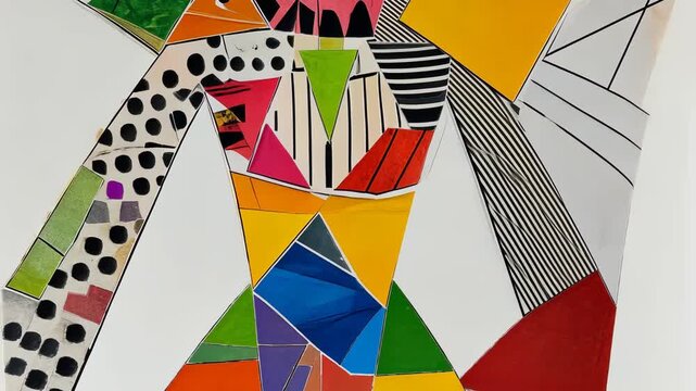 Abstract Collage Art of a Glamorous Woman with Colorful Cut Out Elements