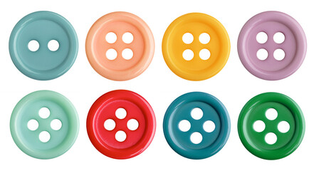 Set of sewing buttons for fashion clothes isolated on white background. Colored fashion buttons collection for your fashion design.