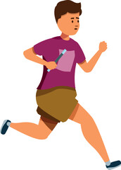 Determined athlete running fast, holding a relay baton during a track and field competition