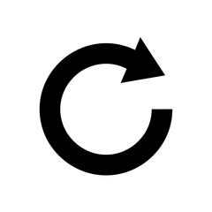 Black circular arrow icon indicating refresh or reload action
