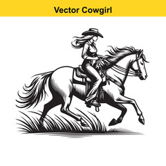 A Cowgirl Vector line art.	
