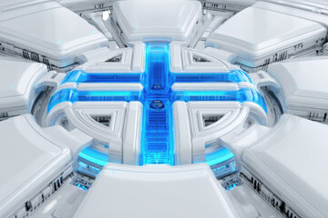 Abstract futuristic white and blue circular design