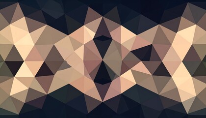 Abstract geometric pattern creates symmetrical shapes with beige and brown triangles for a modern and sophisticated aesthetic.