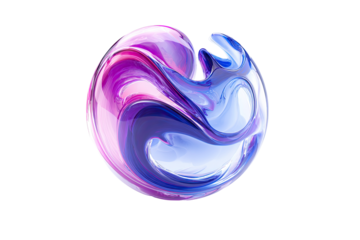 Abstract sphere with swirling, vibrant colors.  A smooth, rounded form is filled with flowing,  intertwined hues of purple, pink, and blue
