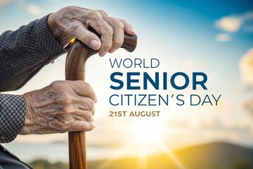 Inspiring emotional poster celebrating world senior citizens day with dignity.