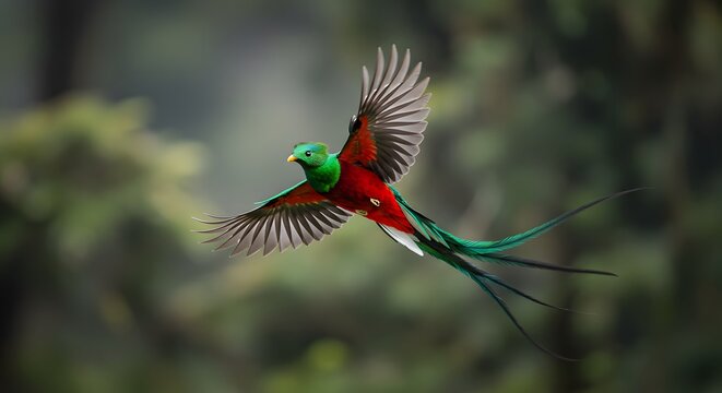 "Quetzal Resplandeciente en H&aacute;bitat Natural Tropical"