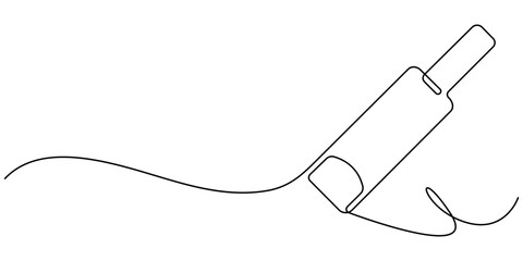 Obraz premium Professional cricket bat continuous single one line drawing, Continuous one line drawing cricket bat, vector illustration. 