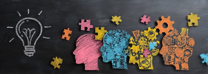 Creative collaboration, puzzle pieces, and ideas
