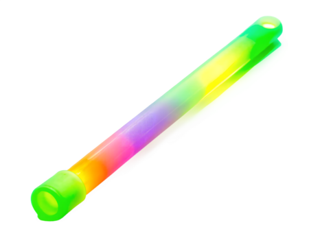 A colorful glow stick isolated on a transparent background