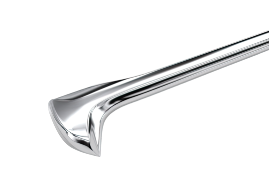 Polished chrome metal bar detail