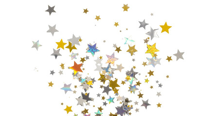 Obraz premium Star-shaped confetti scatter, isolated on white background