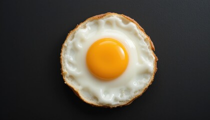 Halloween Abstract Background with Fried Egg Art on Black Surface