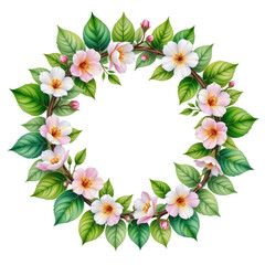 Fototapeta premium Delicate Floral Wreath with Elegant Blooms and Green Leaves