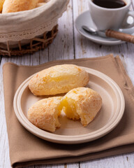 Cheese buns, typical south american biscuits with coffee