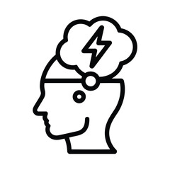 Human Head with Brainstorm and Idea Icon Vector Illustration