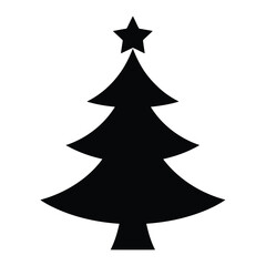 Obraz premium Christmas Tree with Star Silhouette Vector Illustration