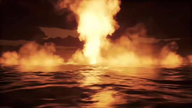 Ocean Erupts Into Steam Column &ndash; Hyperreal Dramatic Water-to-Vapor Phenomenon