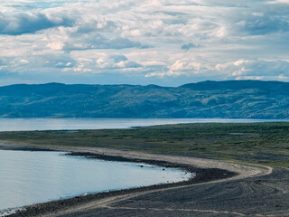 rocky shore of the Arctic Ocean without people