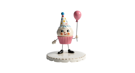 Vintage birthday cake topper, isolated on white background