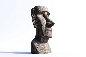 Isolated in white background no shadow on background, A time traveler goes back to Easter Island