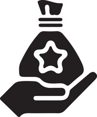 Hand holding a money bag with a star symbol representing rewards and bonuses