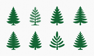 Obraz premium Christmas or Pine tree silhouette set collection vector illustration