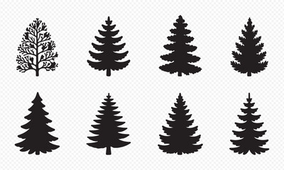 Obraz premium Christmas or Pine tree silhouette set collection vector illustration