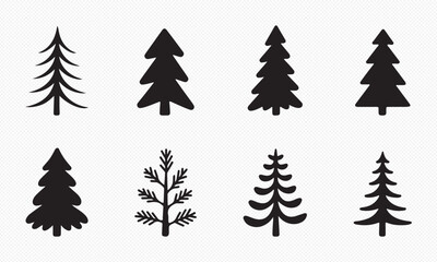 Fototapeta premium set of pine trees silhouettes vector design, isolated on white background