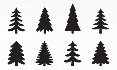 Obraz premium set of pine trees silhouettes vector design, isolated on white background