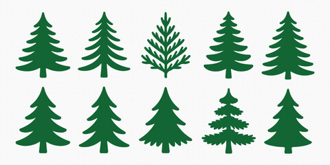 Obraz premium Silhouette Vector of Christmas Tree Set