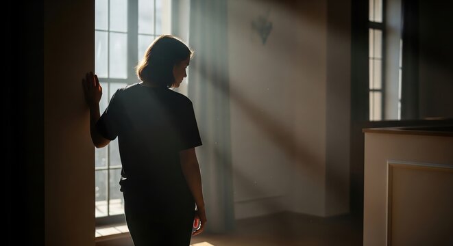 Woman Silhouetted by Window Light