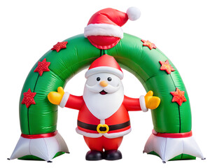 Inflatable santa claus christmas archway decoration isolated on transparent background