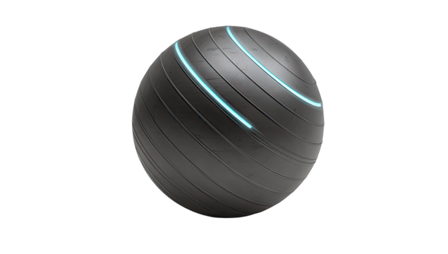 Dark gray sphere with glowing lines