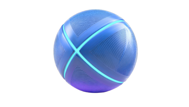 A vibrant blue sphere with light