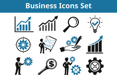 Business Icons & Symbols set bundle vector with editable line art and white background