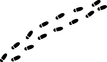 Footprint track in black shape. Clean graphic for outdoor or exploration ideas.