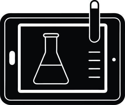 electronic lab notebook tablet ui silhouette vector art illustration
