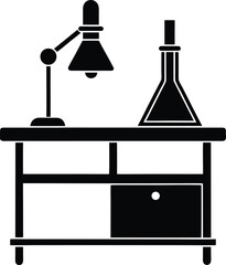 lab stand silhouette vector art illustration