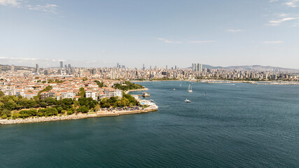 Aerial view from Moda neighborhoods of Kadikoy, a large, populous, and cosmopolitan district in the...