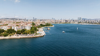 Aerial view from Moda neighborhoods of Kadikoy, a large, populous, and cosmopolitan district in the...