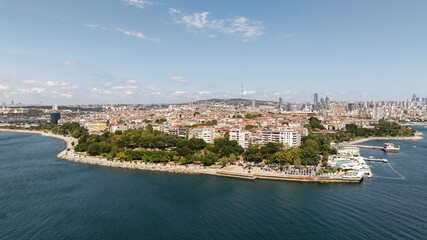 Aerial view from Moda neighborhoods of Kadikoy, a large, populous, and cosmopolitan district in the...