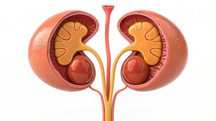 3D cartoon human bladder organ urinary system anatomy illustration