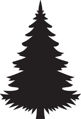 Black silhouette of a coniferous evergreen tree on a white background pine