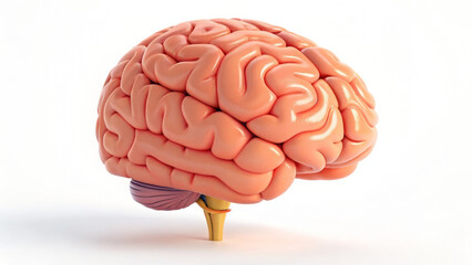 3D cartoon human brain with realistic folds neurology anatomy design