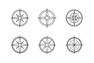 space compass icon line art vector illustration