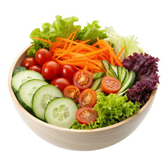 Fresh vegetable salad bowl with lettuce, cucumber, cherry tomato, and carrot mix healthy food