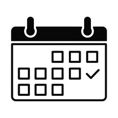 Calendar Line Art Icon &ndash; Event Planner and Schedule Symbol Vector